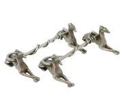 19th Century Pair of Cast .900 Silver Greyhound & Hunting Crop Cutlery Rests