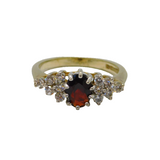 Gold On Sterling Silver Garnet & 12 Spinel Ring Modern c1990 Birmingham Size M