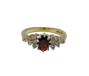 Gold On Sterling Silver Garnet & 12 Spinel Ring Modern c1990 Birmingham Size M