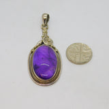 Sterling Silver Cabochon Amethyst Studio Style Pendant Vintage c1970