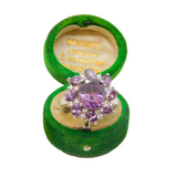 Sterling Silver Purple & White CZ Cluster Cocktail Ring Vintage c2000 Size O