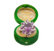 Sterling Silver Purple & White CZ Cluster Cocktail Ring Vintage c2000 Size O