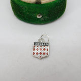Sterling Silver & Enamel Monaco Shield Pendant Vintage c1970