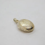 Sterling Silver Floral Pattern Small Oval Locket Charm Pendant Vintage c1970
