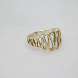Sterling Silver Graduating Band Wave Pattern Dress Ring Vintage c1970 Size M
