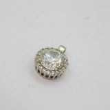 Sterling Silver Sparkling Multi-Stone CZ Round Charm Pendant Modern c1990s