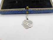 Sterling Silver Heart Shaped Friend Charm Pendant Vintage c1970