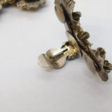 Studio Sterling Silver Floral Pattern Clip-On Earrings Vintage c1970s