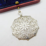 Sterling Silver Modernist Floral Panel Form Charm Pendant Vintage c1970