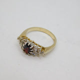 Gold On Sterling Silver Garnet & 12 Spinel Ring Modern c1990 Birmingham Size M