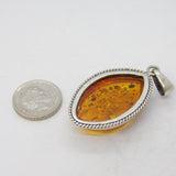 Sterling Silver Mounted Baltic Amber Charm Pendant Vintage c1970s