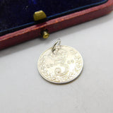 Sterling Silver King George V Threepence Coin Charm Pendant Antique 1917 WW1