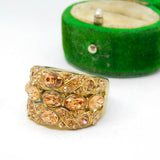 Sterling Silver Gilt Topaz Coloured Crystal Dress Ring Vintage c1970 Size P