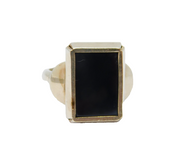 Sterling Silver Handmade Black Agate Studio Dress Ring Vintage c1970 Size L