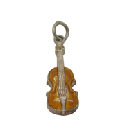 Sterling Silver Enamelled Cello Charm Pendant Vintage c1970