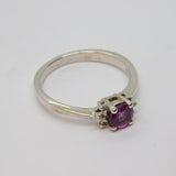 Sterling Silver Pink Tourmaline Solitaire Dress Ring Vintage c1970 Size N 1/2