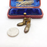Victorian Pair of Gilt Metal Child's Shoes Charm or Pendant c1900 Antique