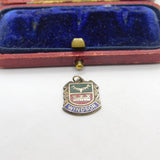 Sterling Silver and Enamel Windsor Travel Shield Charm Pendant Vintage c1970