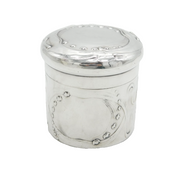 Art Nouveau Sterling Silver Floral Pattern Trinket Pot Antique 1908 London