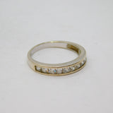 Sterling Silver Multi-Stone CZ Set Half Eternity Ring Modern c1990 Size Q 1/2