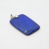 Sterling Silver Polished Lapis Lazuli Oblong Simplistic Pendant  Modern c1990s