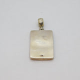 Sterling Silver Red Jasper & Silver Stripes Oblong Charm Pendant Modern c1990s