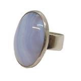 Sterling Silver Large Blue Lace Agate Statement Ring Vintage c1970