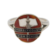 Canadian Sterling Silver Enamel Chambly County High School Ring Vintage