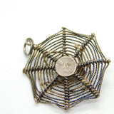 Sterling Silver Spider in her Web Charm Pendant Vintage c1970