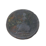 King George I Copper 2nd Issue Farthing Coin Antique 1719 Fair Condition