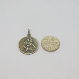 Sterling Silver St Christopher Relief Round Travel Charm Pendant Vintage c1970s