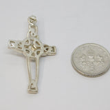 Sterling Silver Studio Style Blue Hardstone Cabochon Cross Pendant Vintage c1970