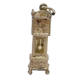 Sterling Silver Opening Grandfather Clock Charm Pendant Vintage c1970