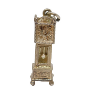 Sterling Silver Opening Grandfather Clock Charm Pendant Vintage c1970