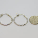 Pair of Sterling Silver Round Hoop Huggy Earrings Contemporary c2000