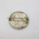 19th Century South African Sterling Silver 2 Shilling Coin Brooch Antique 1897