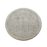 George III Bank of Ireland Ten Pence Bank Token Coin Antique 1805 Fair