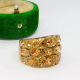 Sterling Silver Gilt Topaz Coloured Crystal Dress Ring Vintage c1970 Size P