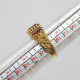 Sterling Silver Gilt Triple Almandine Garnet Dress Ring Vintage c1970 Size N 1/2
