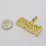 Sterling Silver Gilt & Paste Set 'King' Large Pendant Vintage c2000s