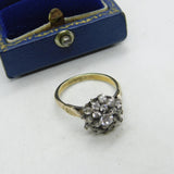 Sterling Silver Gilt & Spinel Set Floral Cluster Ring Vintage c1990 Birmingham