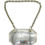 Sterling Silver Lined Pattern Port Decanter Label Vintage 1977 London
