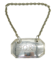 Sterling Silver Lined Pattern Port Decanter Label Vintage 1977 London