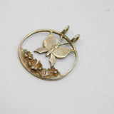 Scottish Sterling Silver Butterfly Floral Disc Studio Pendant Vintage c1970s