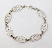 Sterling Silver Pierced Pattern Panel Bracelet Vintage c1970 18cm Length