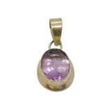 Sterling Silver Faceted Amethyst Oval Studio Charm Pendant Vintage c1970s