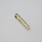 Sterling Silver Clear Stone Channel Set Stick Drop Pendant Vintage c1970