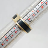 Sterling Silver Black Enamel Pattern Wedding Band Ring Vintage c1970 Size R