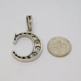 Sterling Silver Large Paste Set "C" Initial Charm Pendant Vintage c1970