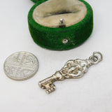 Sterling Silver Key Charm Pendant Vintage c1970